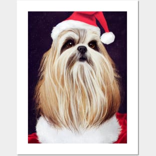 Shih tzu Santa Posters and Art